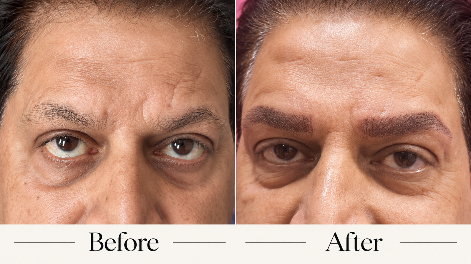Combination Brows before and after — client 9
