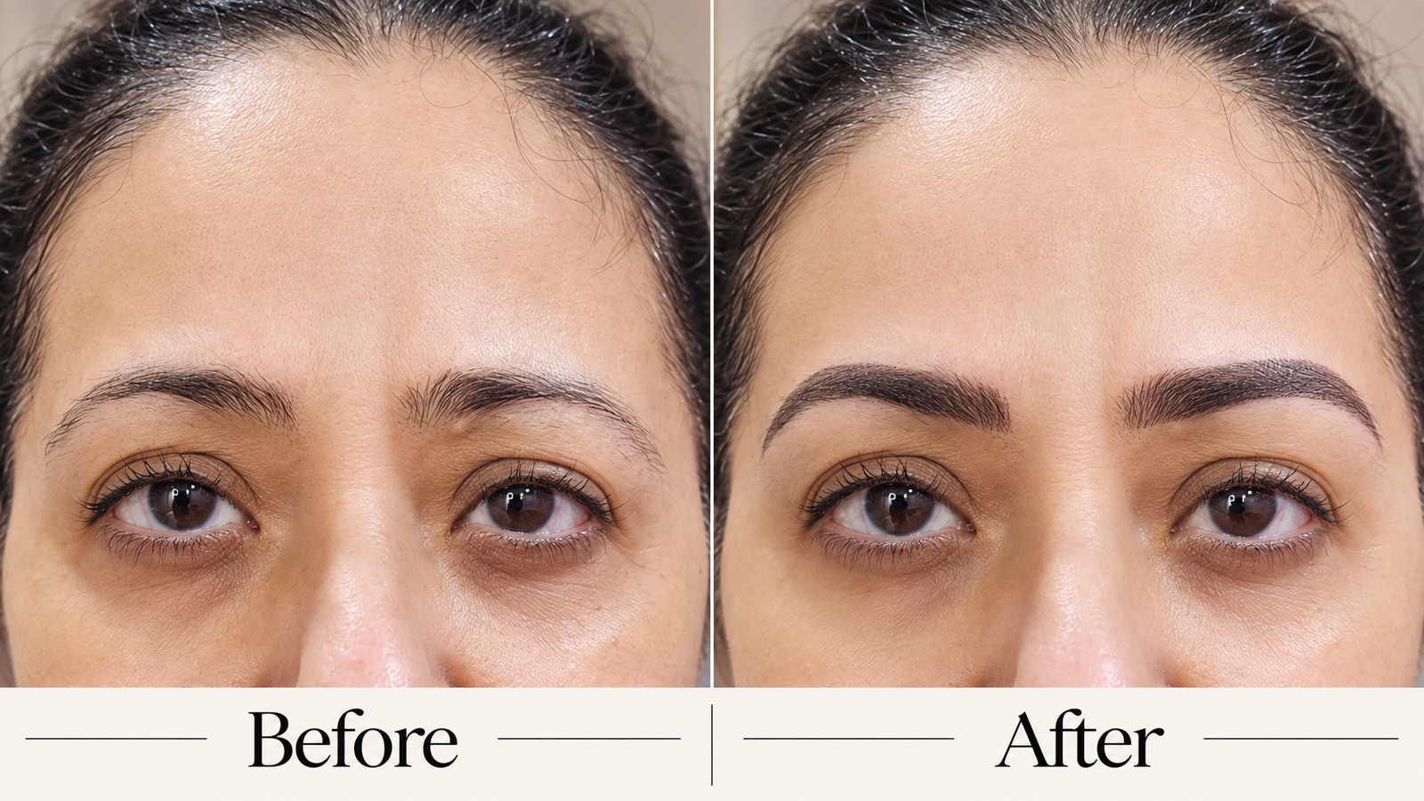 Combination Brows before and after — client 8