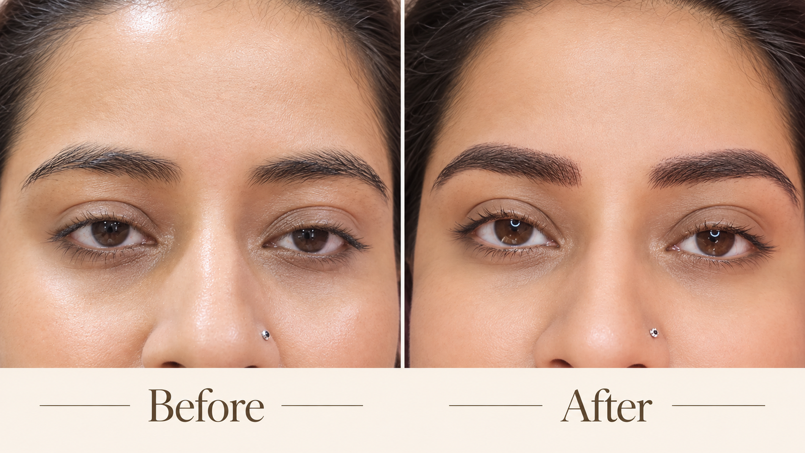Combination Brows before and after — client 4