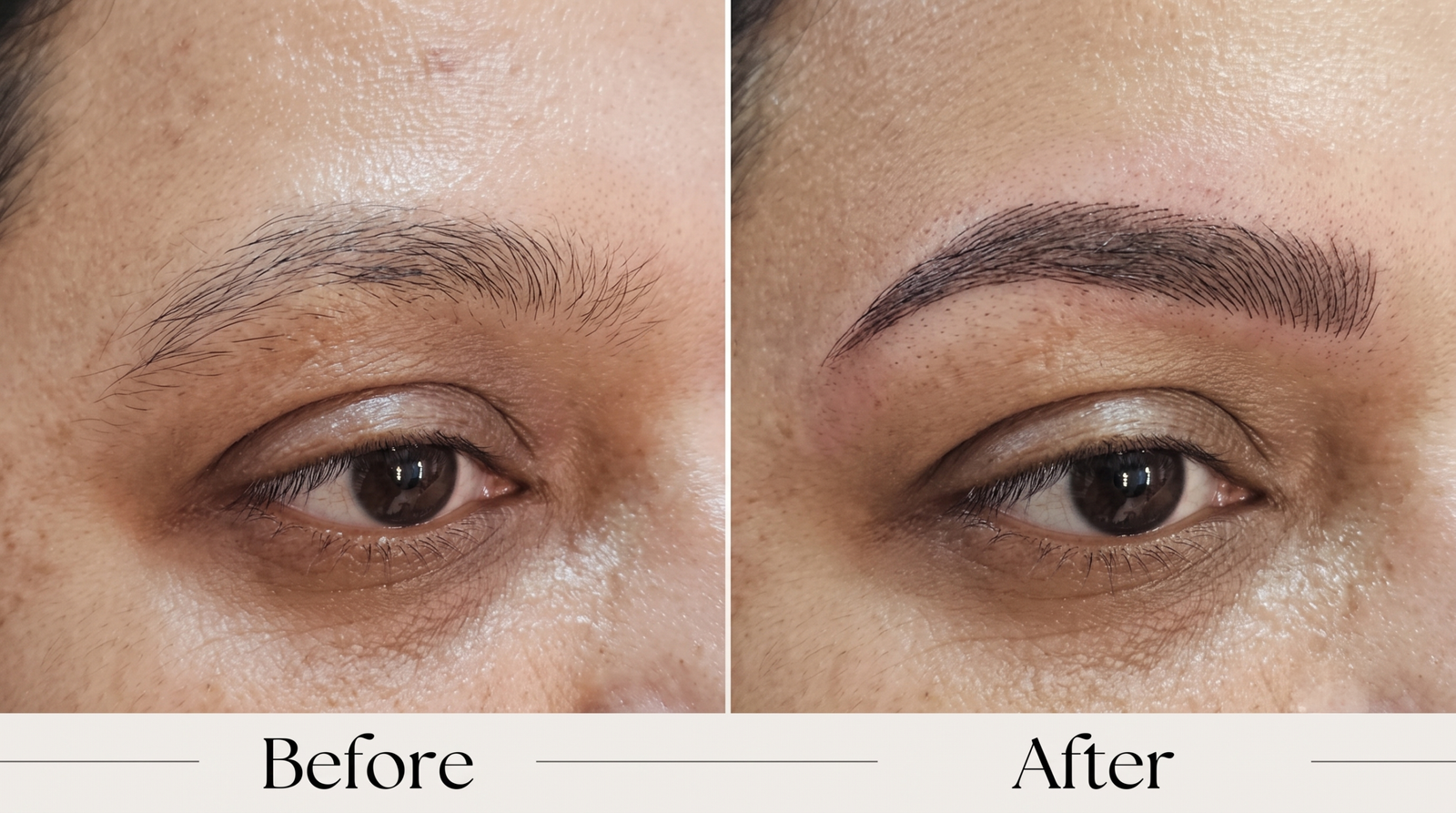 Combination Brows before and after — client 10